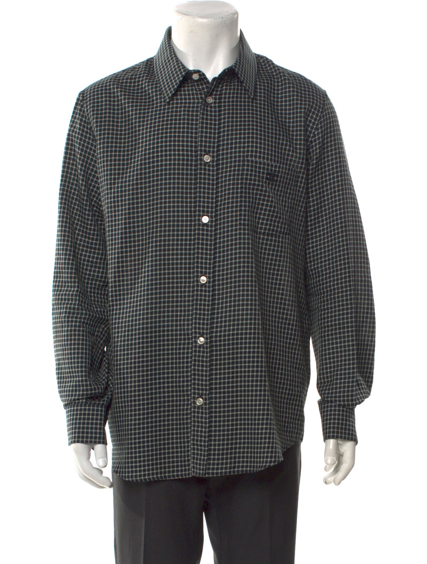 Celine Check Plaid Long Sleeve Plaid Print Shirt