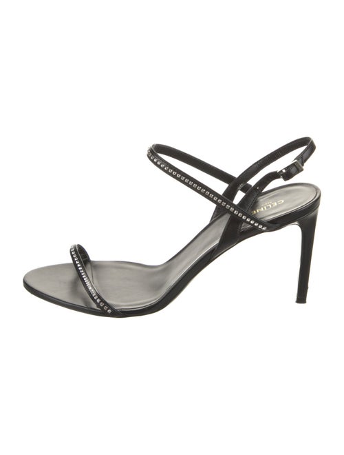 Celine Leather Crystal Embellishments Slingback Sandals