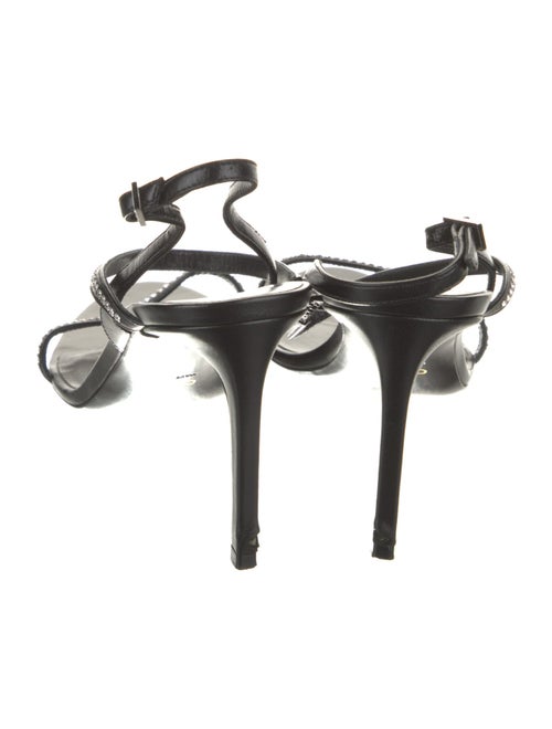 Celine Leather Crystal Embellishments Slingback Sandals