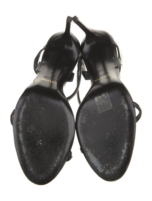 Celine Leather Crystal Embellishments Slingback Sandals
