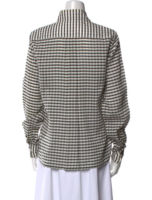 Celine Silk Plaid Print Button-Up Top