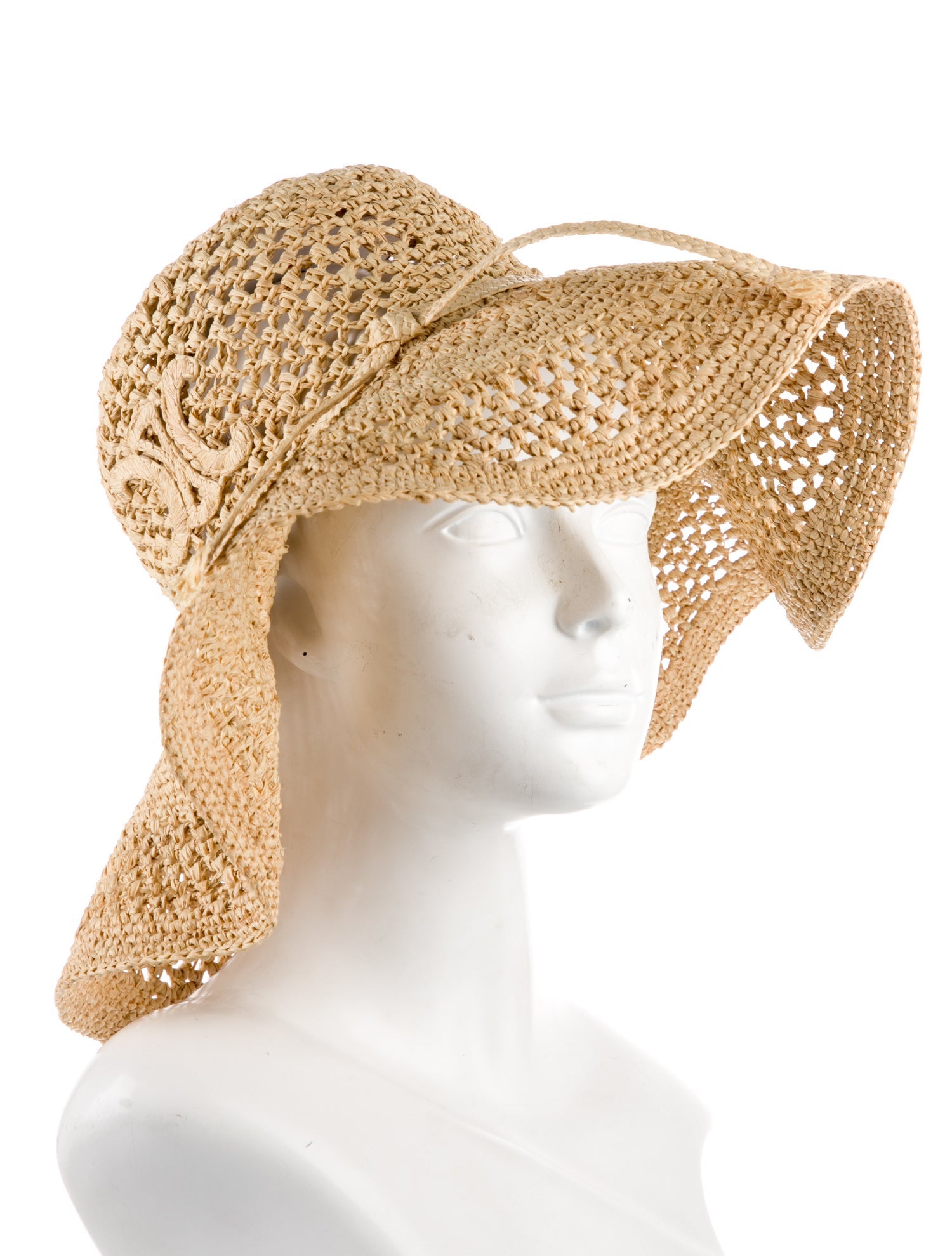 Celine Triomphe Raffia Wide-Brimmed Hat w/Tags