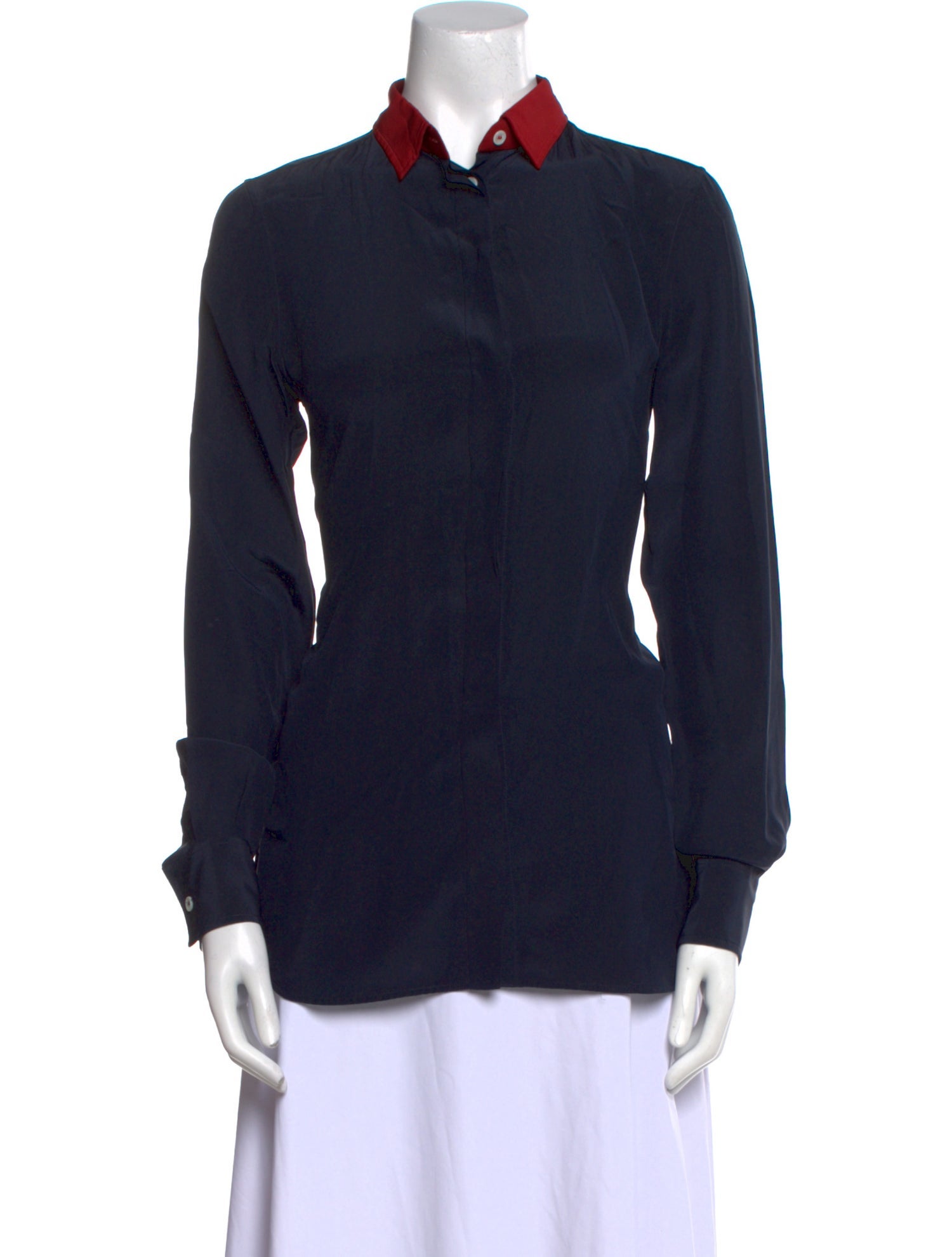 Celine Silk Long Sleeve Button-Up Top