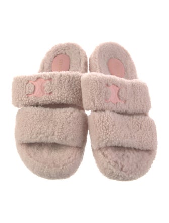 Celine Shearling Fur Trim Slides
