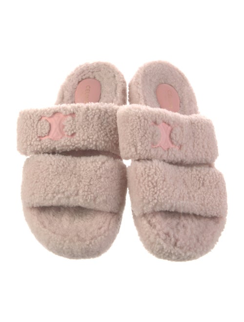 Celine Shearling Fur Trim Slides
