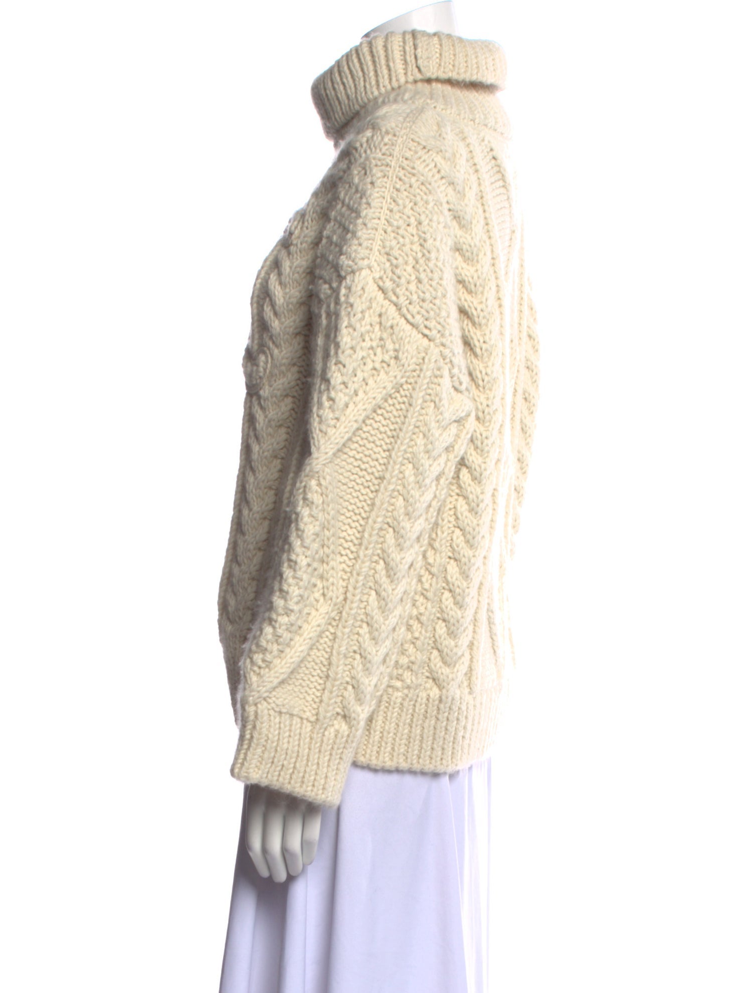 Celine Triomphe Logo Cable Knit Wool Sweater w/ Tags