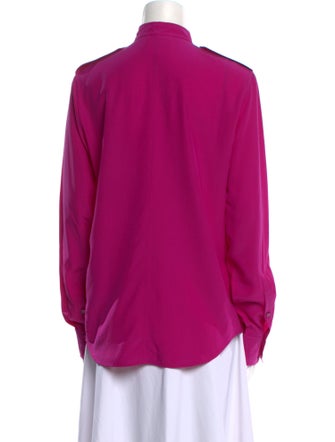 Celine Silk Mock Neck Button-Up Top