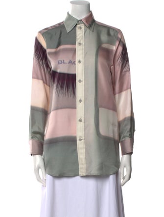 Celine Silk Printed Button-Up Top