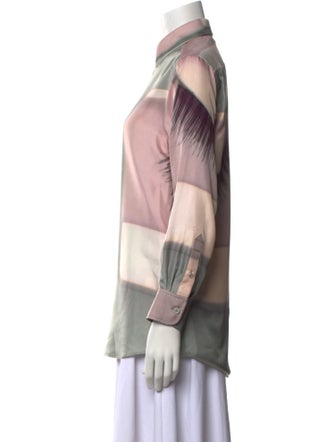 Celine Silk Printed Button-Up Top