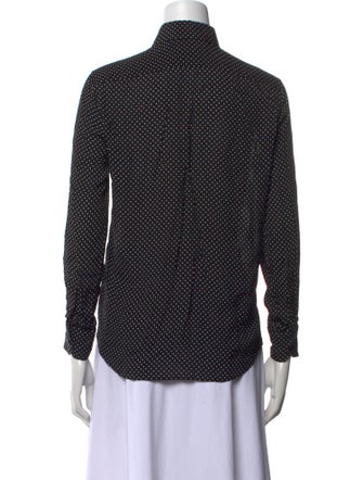 Celine Polka Dot Print Long Sleeve Button-Up Top