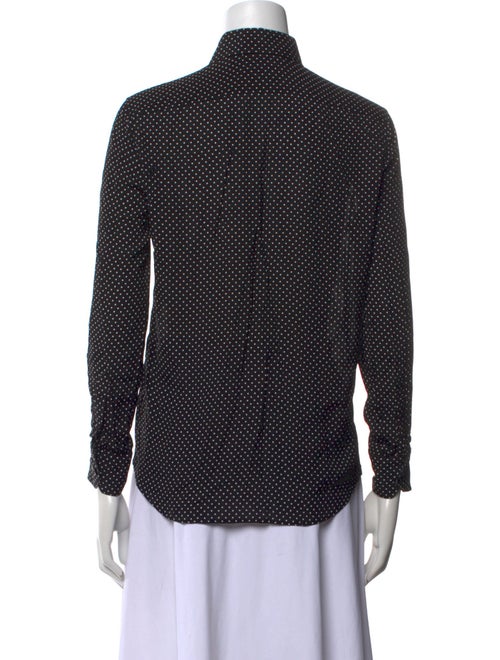 Celine Polka Dot Print Long Sleeve Button-Up Top