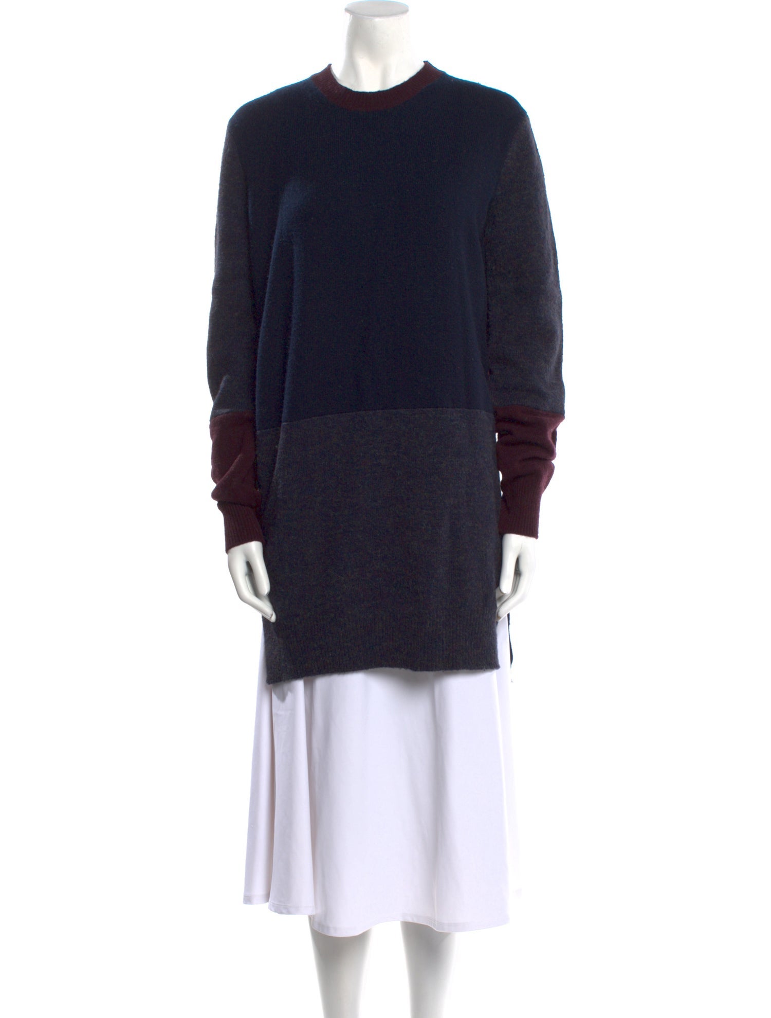 Celine Colorblock Crewneck Wool Sweater