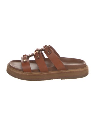 Celine Leather Studded Accents Slides