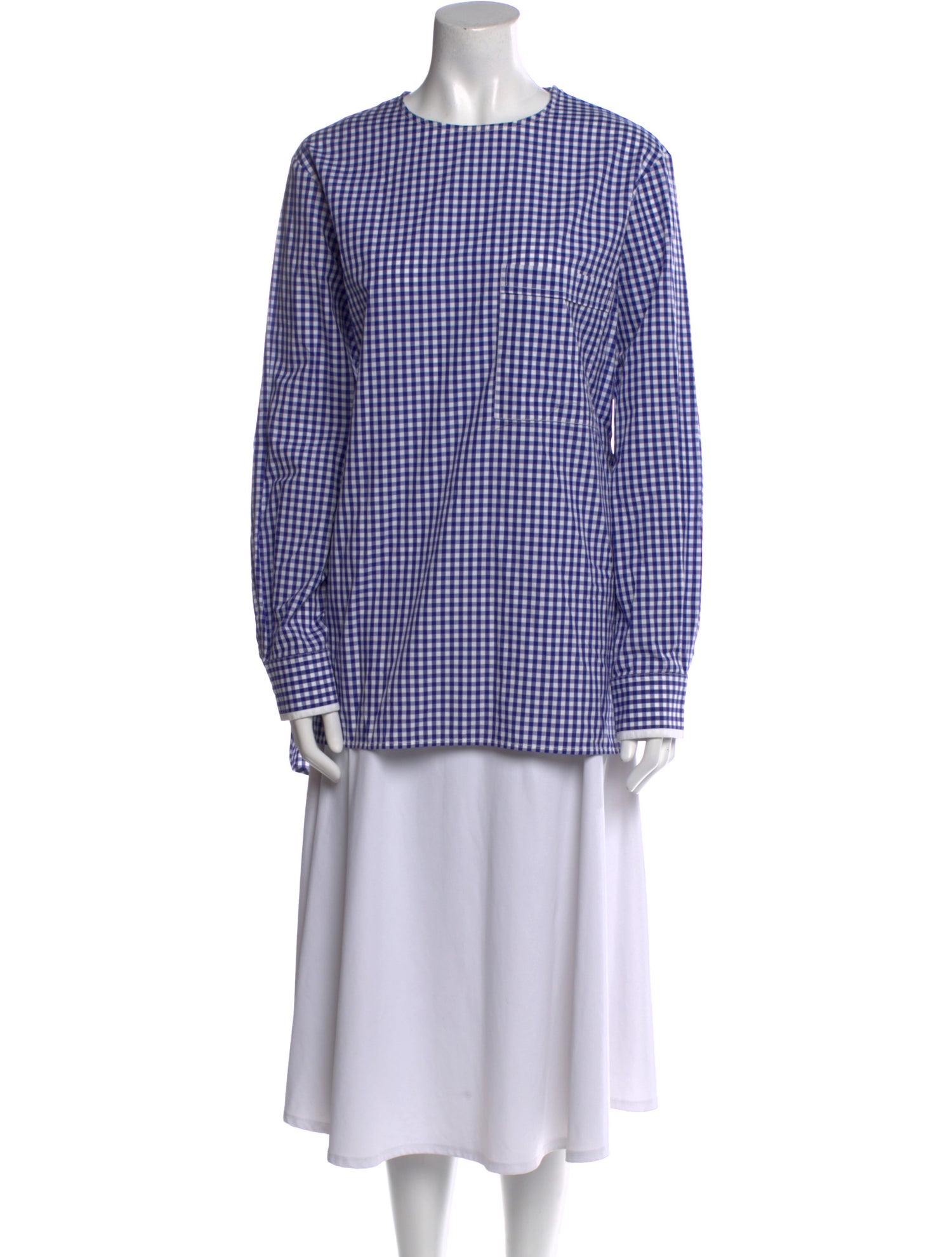 Celine Plaid Print Crew Neck Tunic