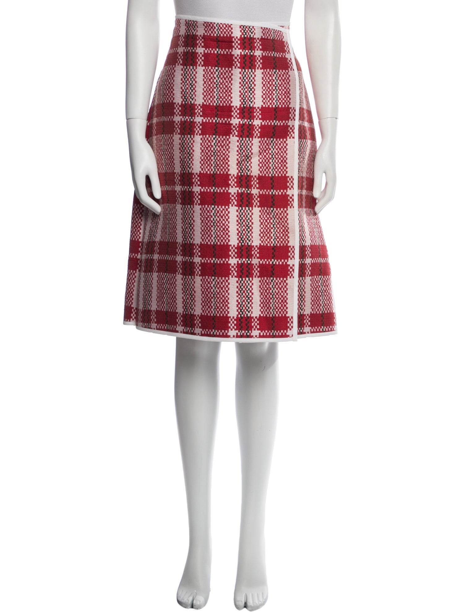 Celine Plaid Print Knee-Length Skirt