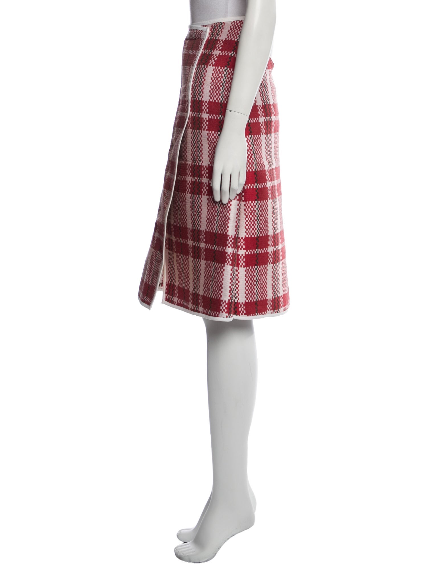 Celine Plaid Print Knee-Length Skirt