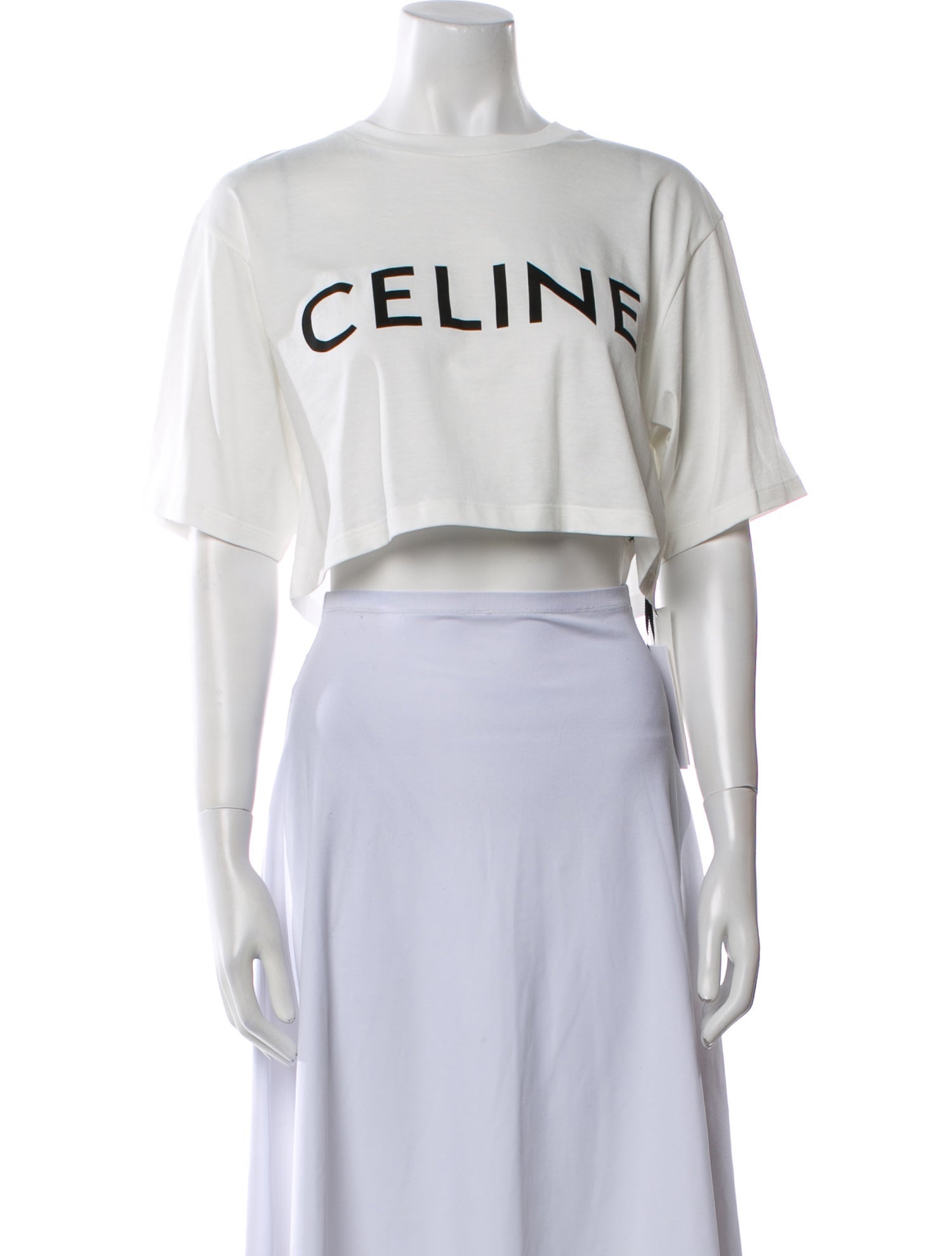 Celine Graphic Print Crew Neck Crop Top w/ Tags