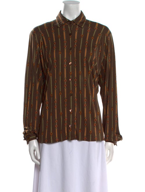 Celine 1970's Silk Button-Up Top