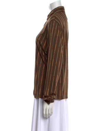 Celine 1970's Silk Button-Up Top