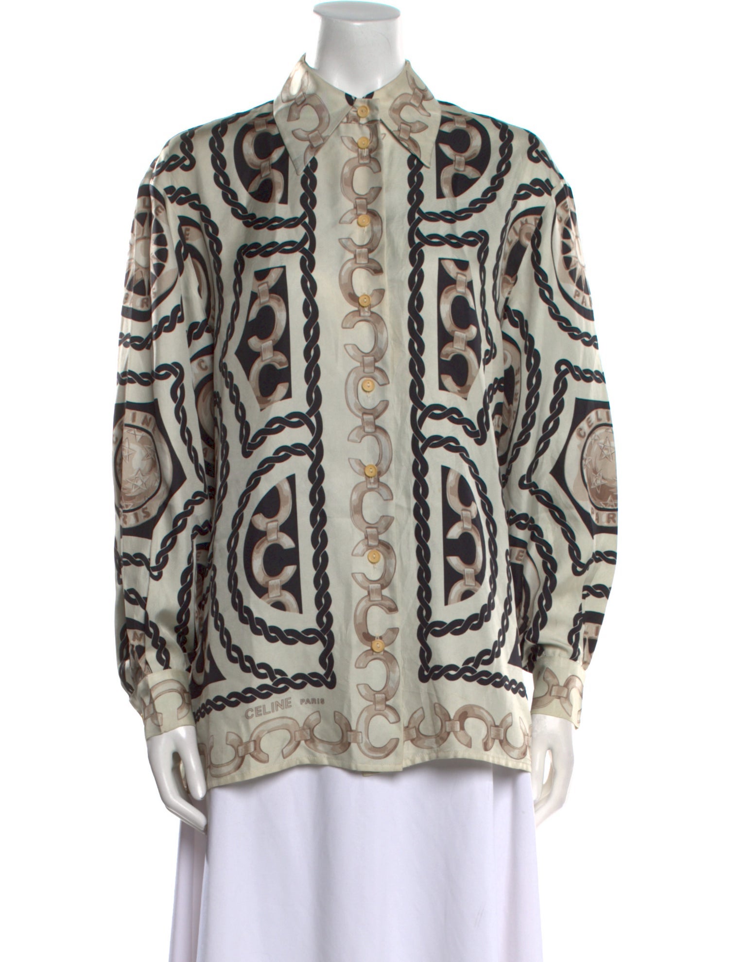 Celine Vintage Late 1980's - Early 1990's Button-Up Top