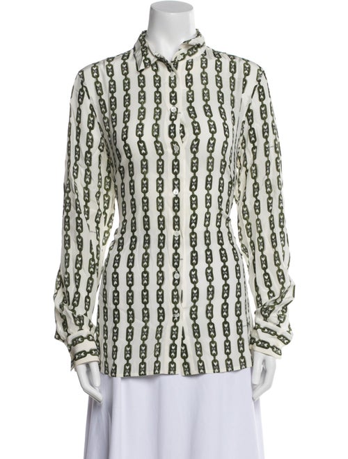 Celine Silk Printed Button-Up Top