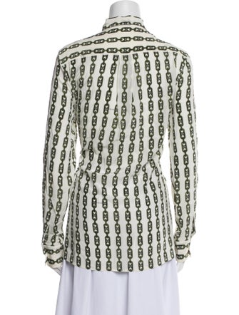 Celine Silk Printed Button-Up Top