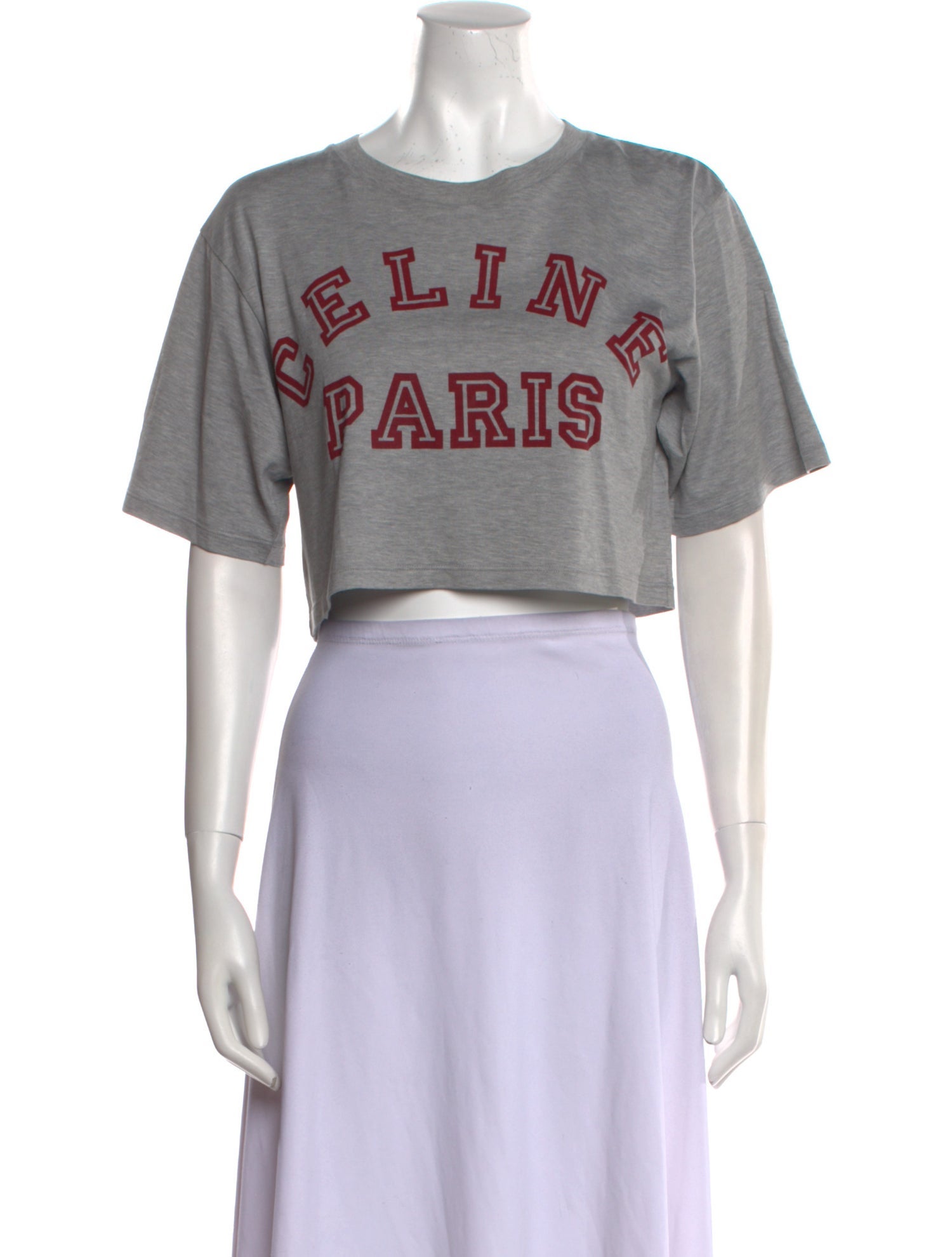 Celine Graphic Print Crew Neck Crop Top