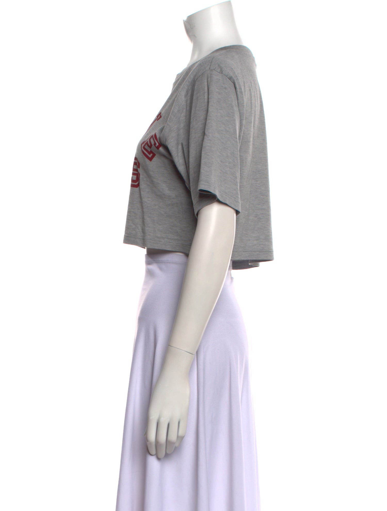 Celine Graphic Print Crew Neck Crop Top