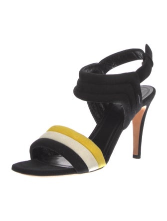 Celine Suede Colorblock Pattern Slingback Pumps