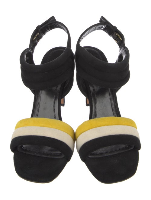 Celine Suede Colorblock Pattern Slingback Pumps