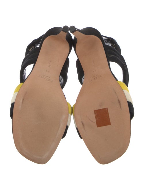 Celine Suede Colorblock Pattern Slingback Pumps