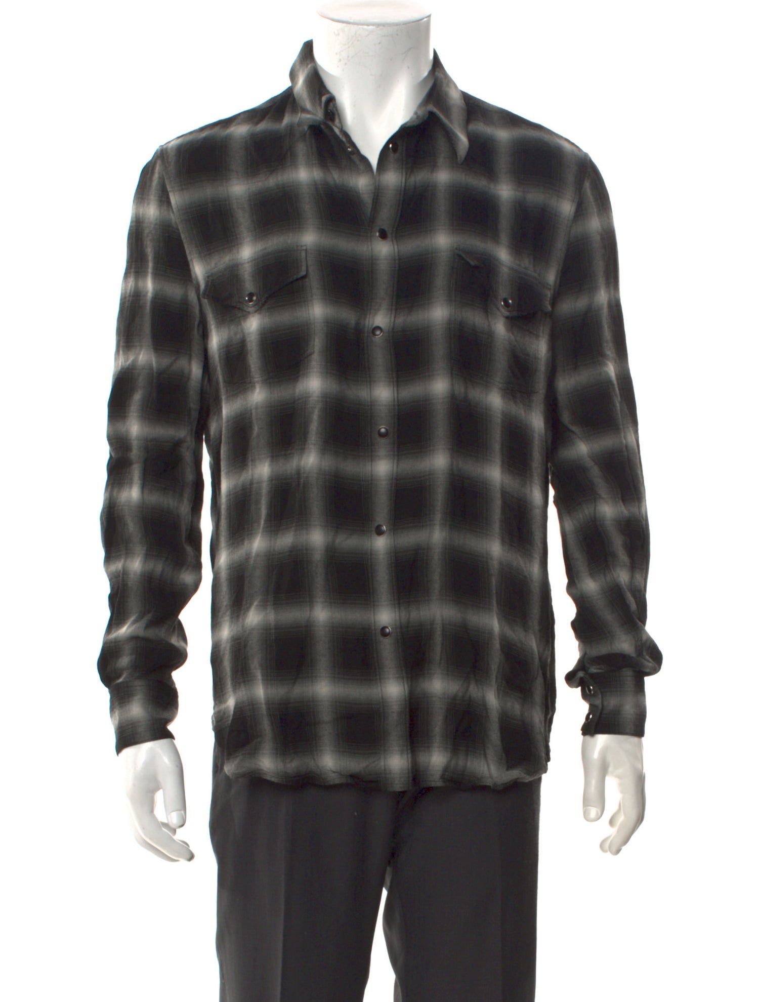 Celine Plaid Print Long Sleeve Shirt