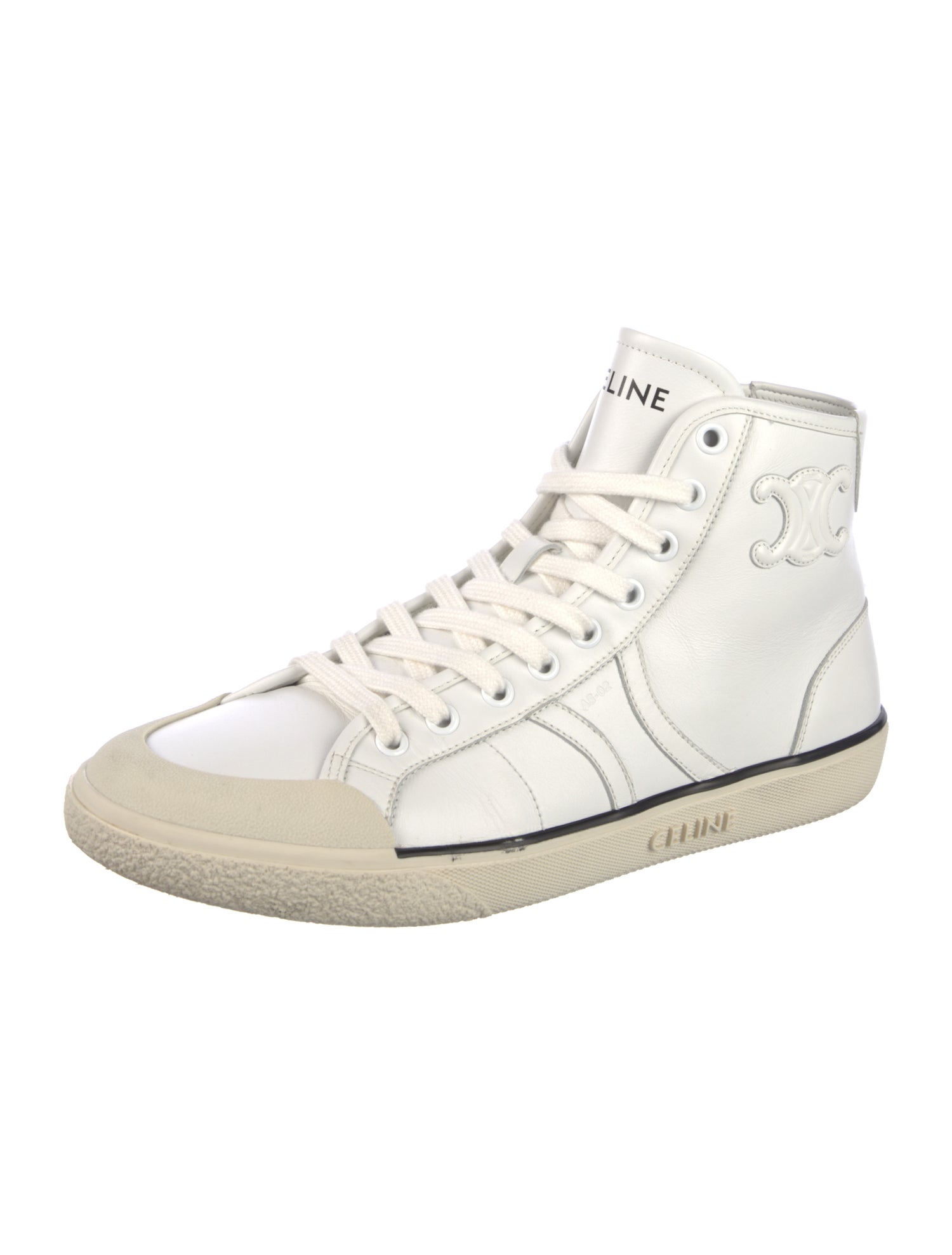 Celine Leather Embroidered Accent Sneakers