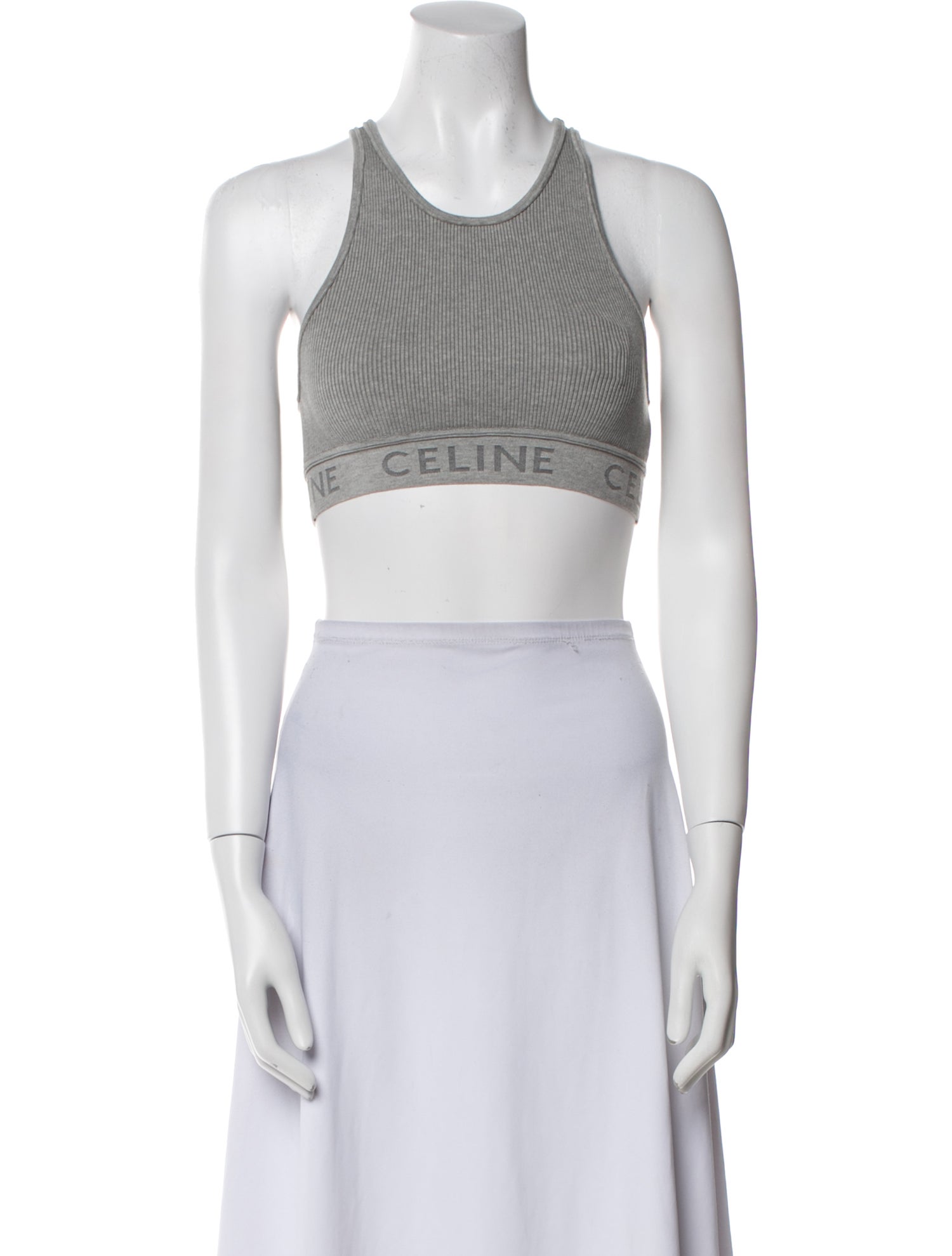 Celine Graphic Print Halterneck Crop Top
