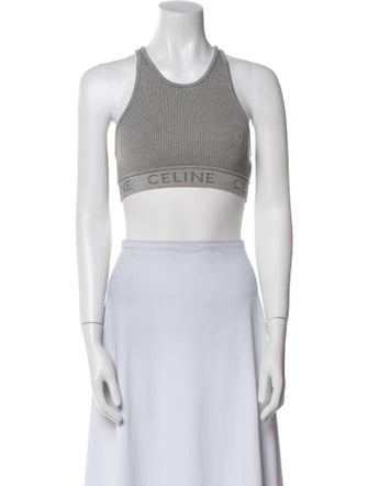 Celine Graphic Print Halterneck Crop Top