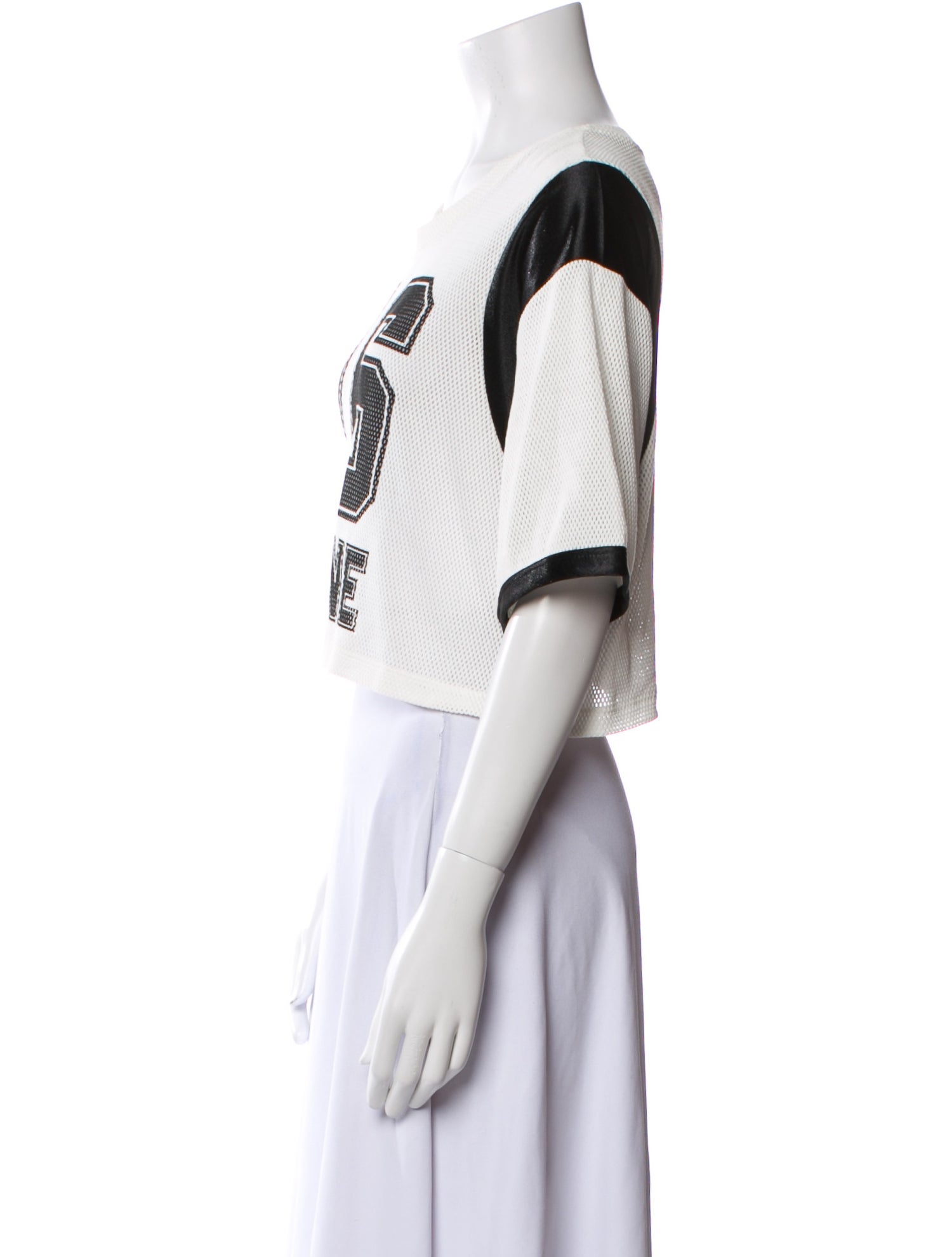 Celine Graphic Print Scoop Neck Crop Top