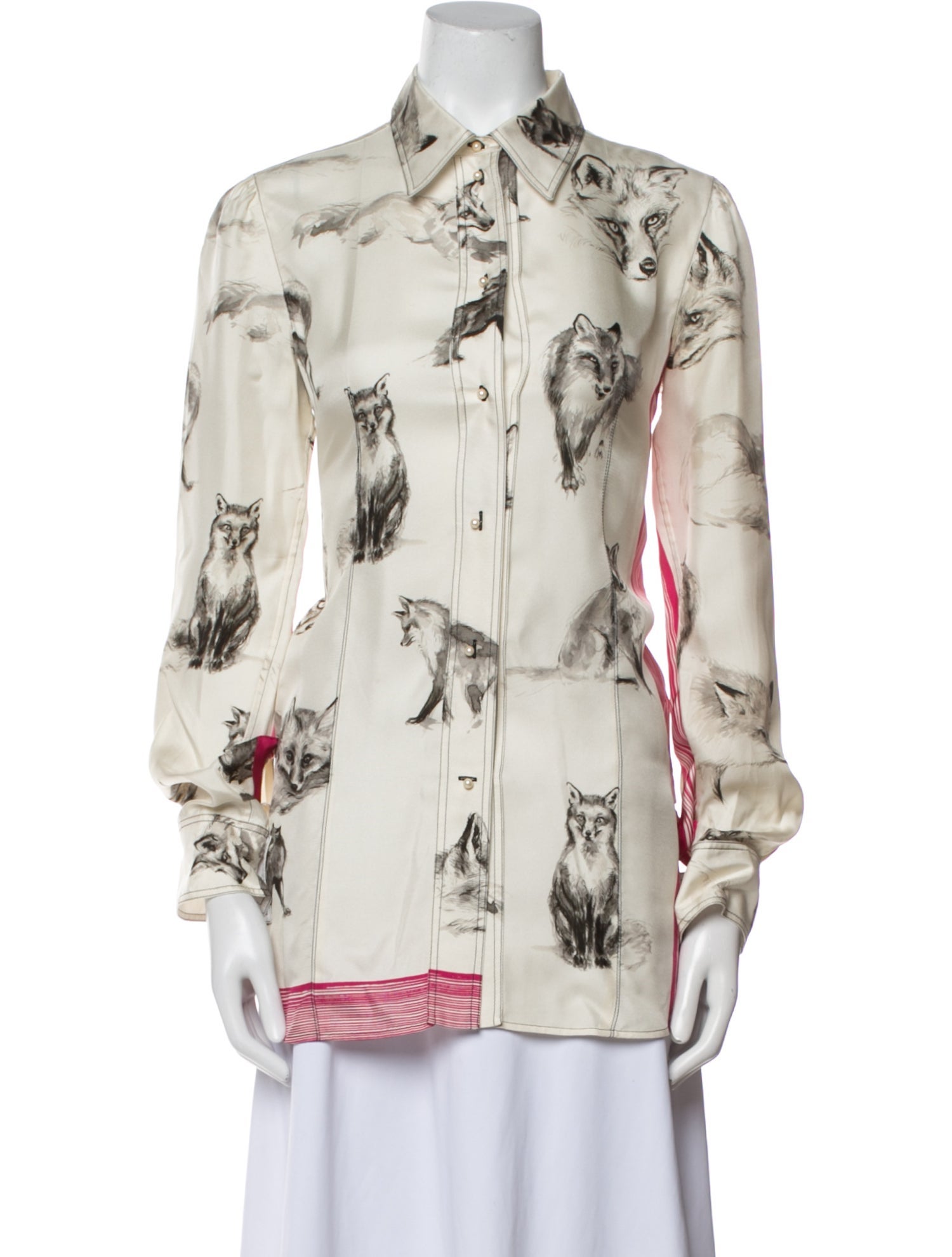 Celine Silk Printed Button-Up Top