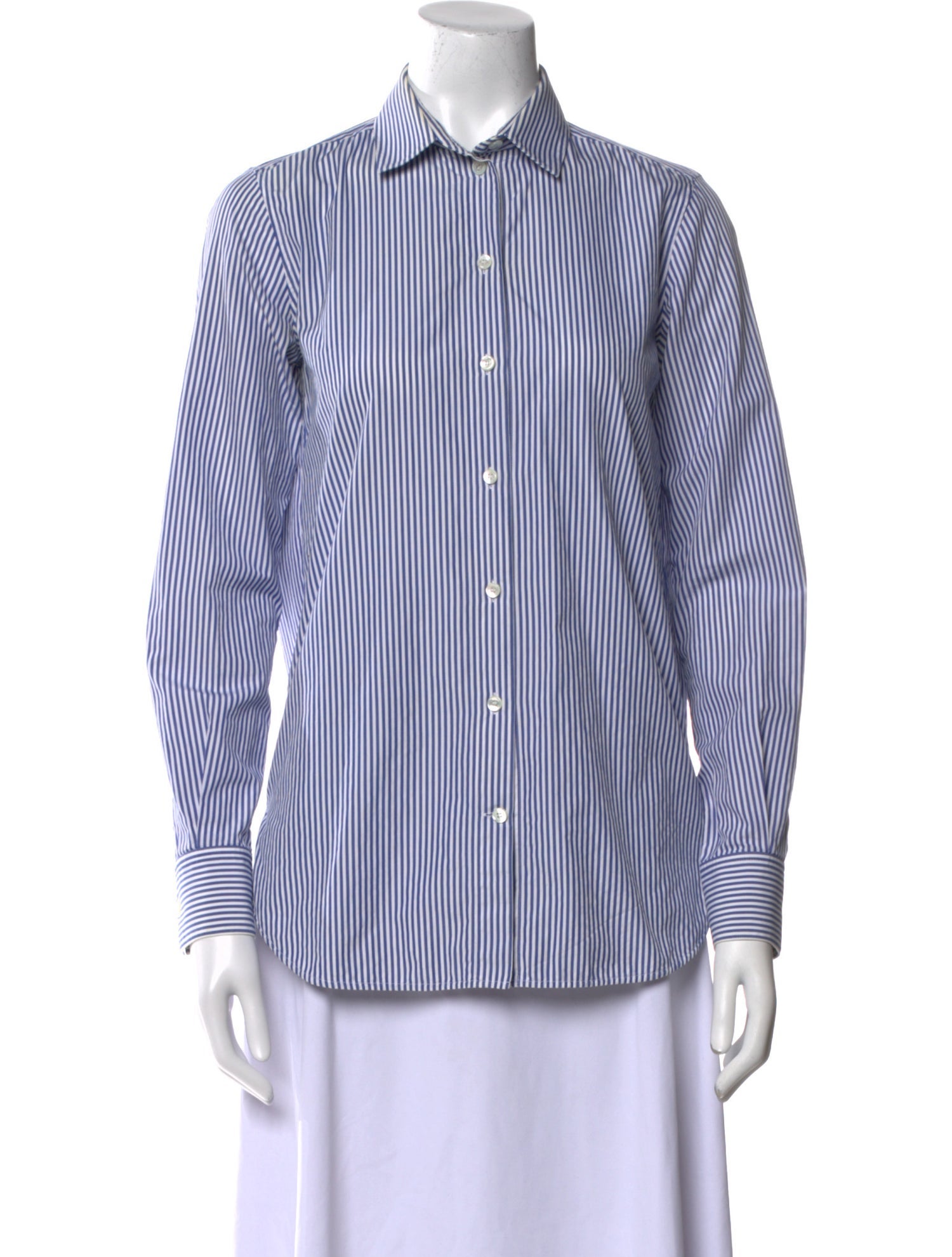Celine Striped Long Sleeve Button-Up Top