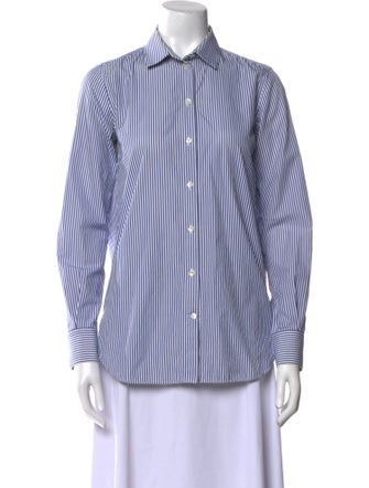 Celine Striped Long Sleeve Button-Up Top
