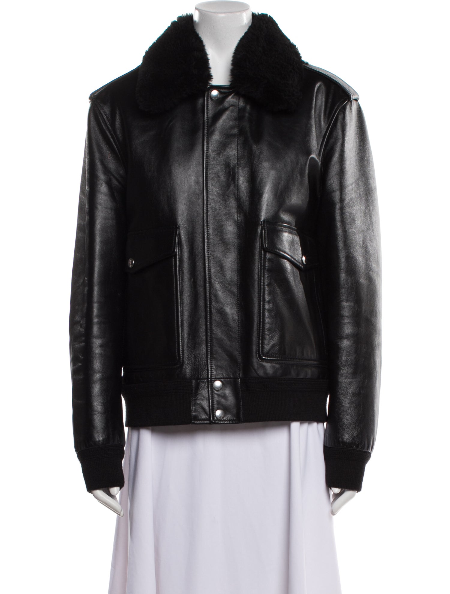 Celine Leather Faux Fur Jacket