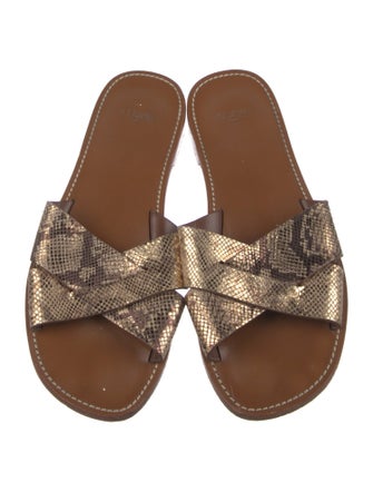 Celine Leather Animal Print Slides