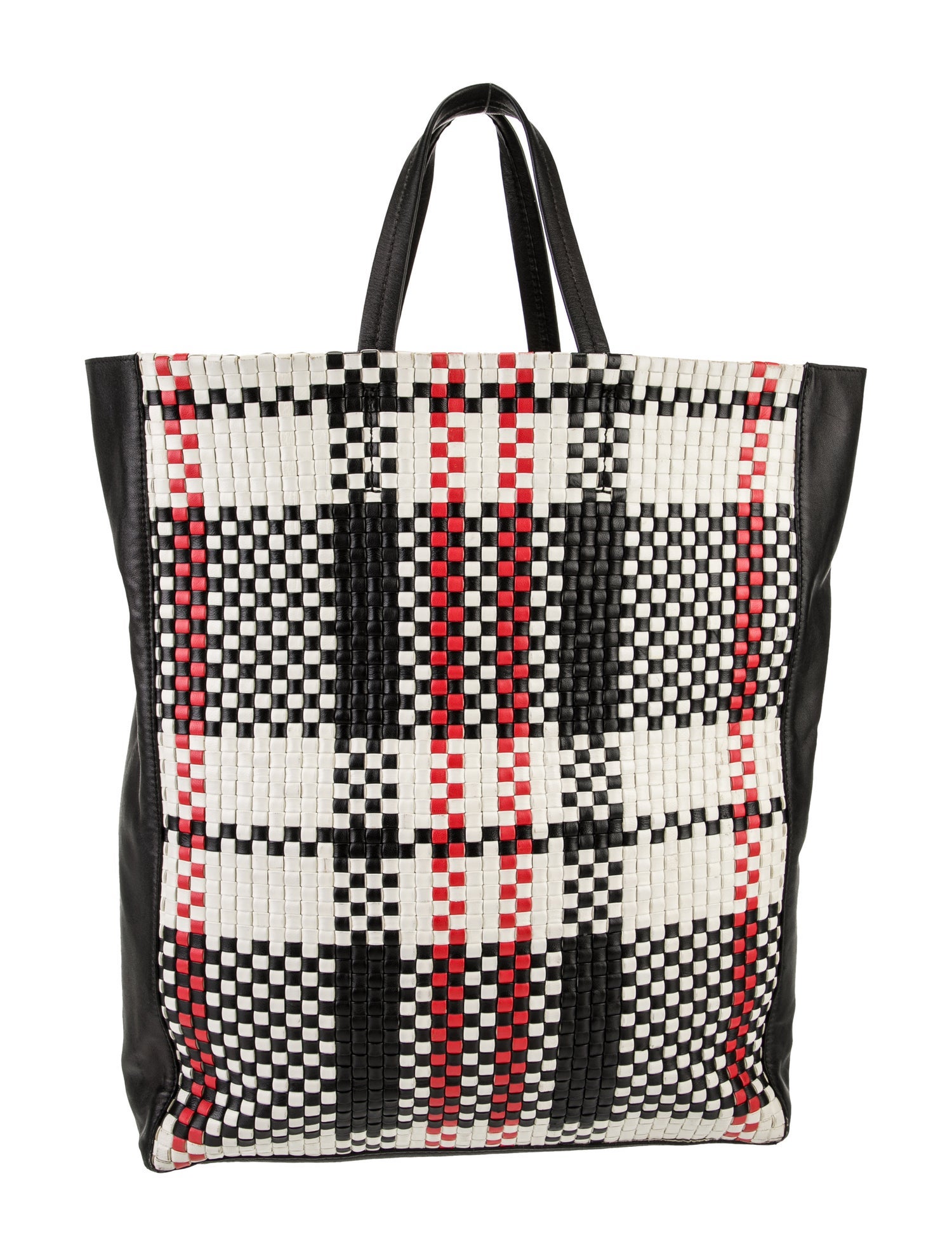 Celine Leather Checkered Vertical Cabas