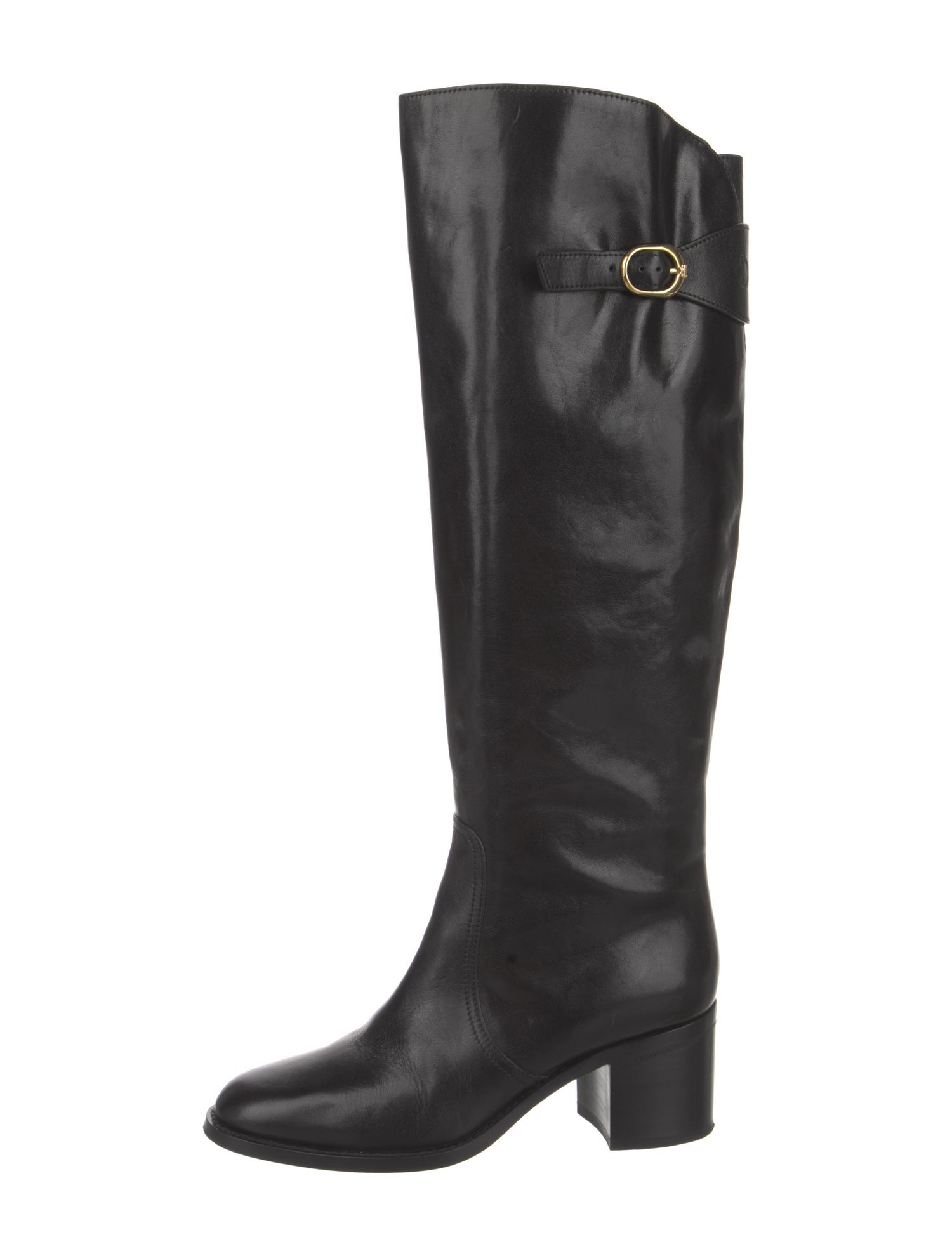 Celine Signature Logo Leather Riding Boots