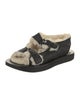 Celine Leather Fur Trim Sandals