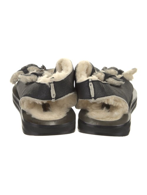 Celine Leather Fur Trim Sandals