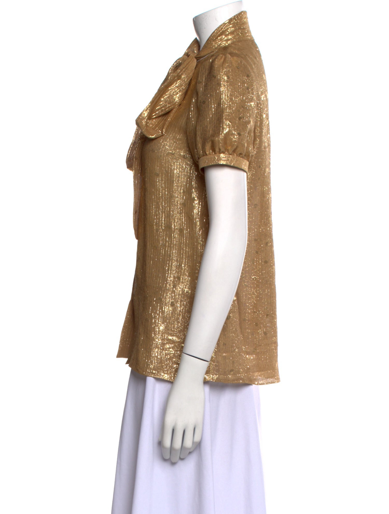 Celine Silk Mock Neck Button-Up Top