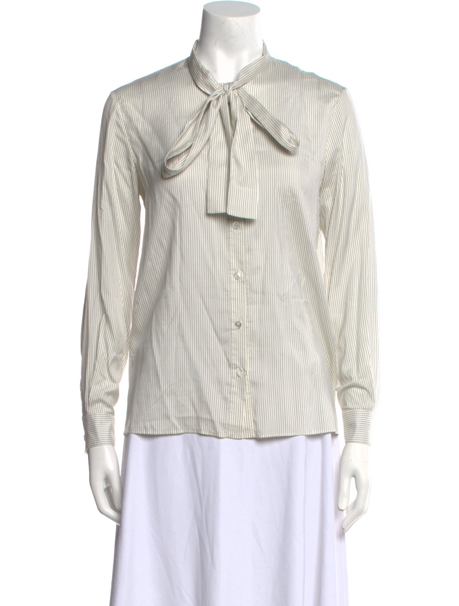 Celine Silk Striped Button-Up Top