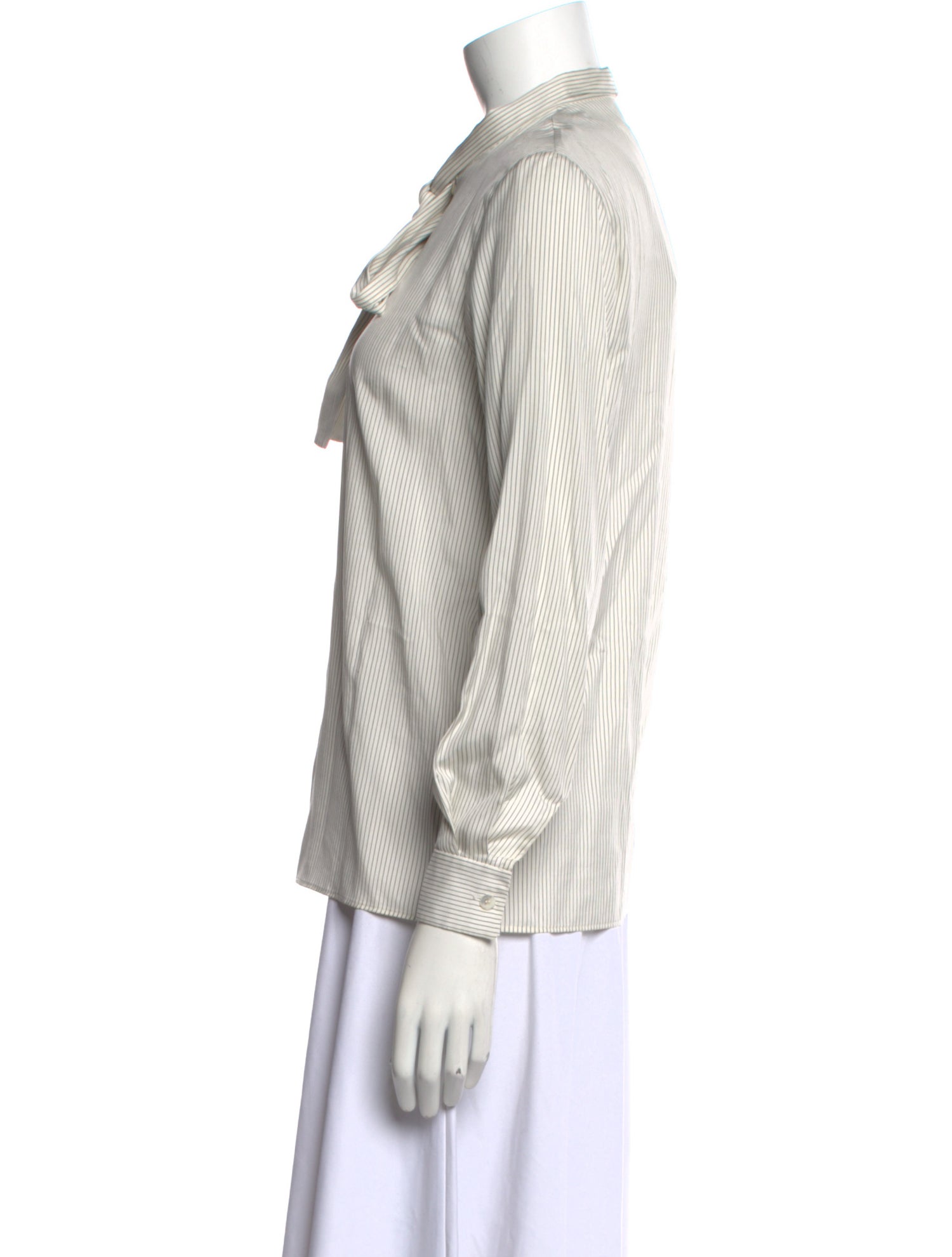 Celine Silk Striped Button-Up Top