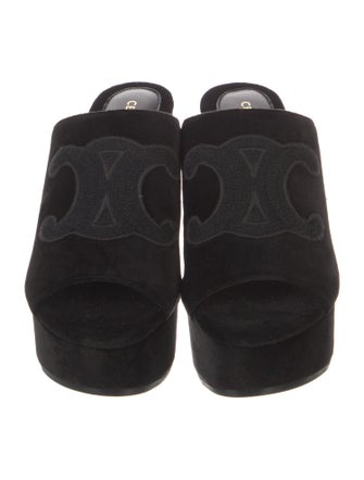 Celine Velvet Embroidered Accent Slides