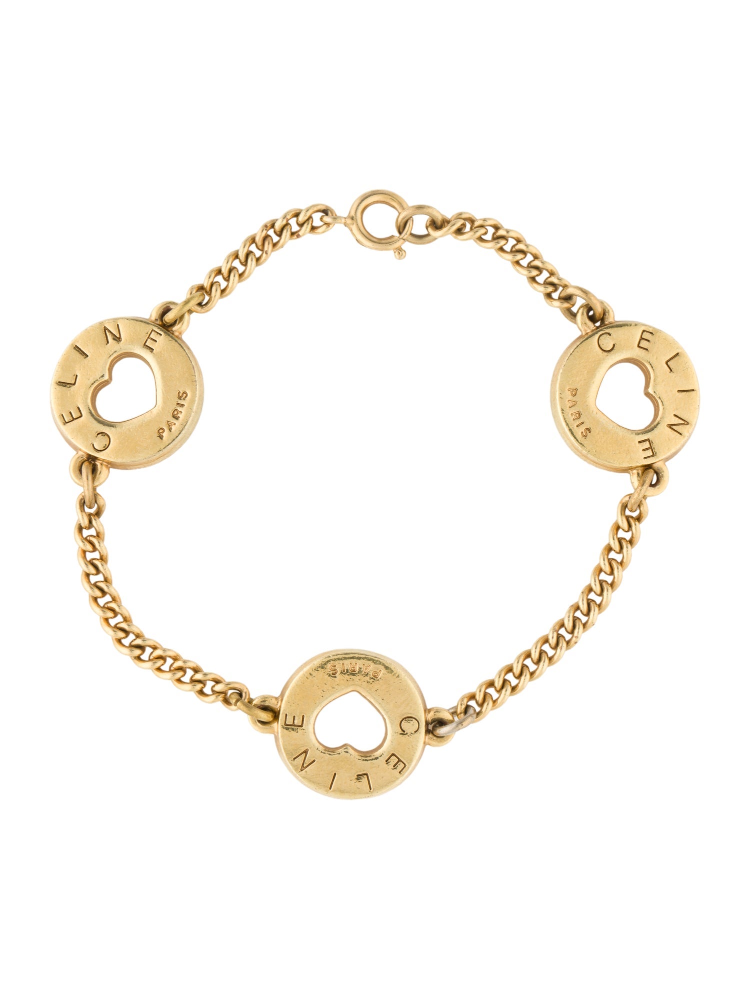 Celine Vintage Round Heart Station Bracelet